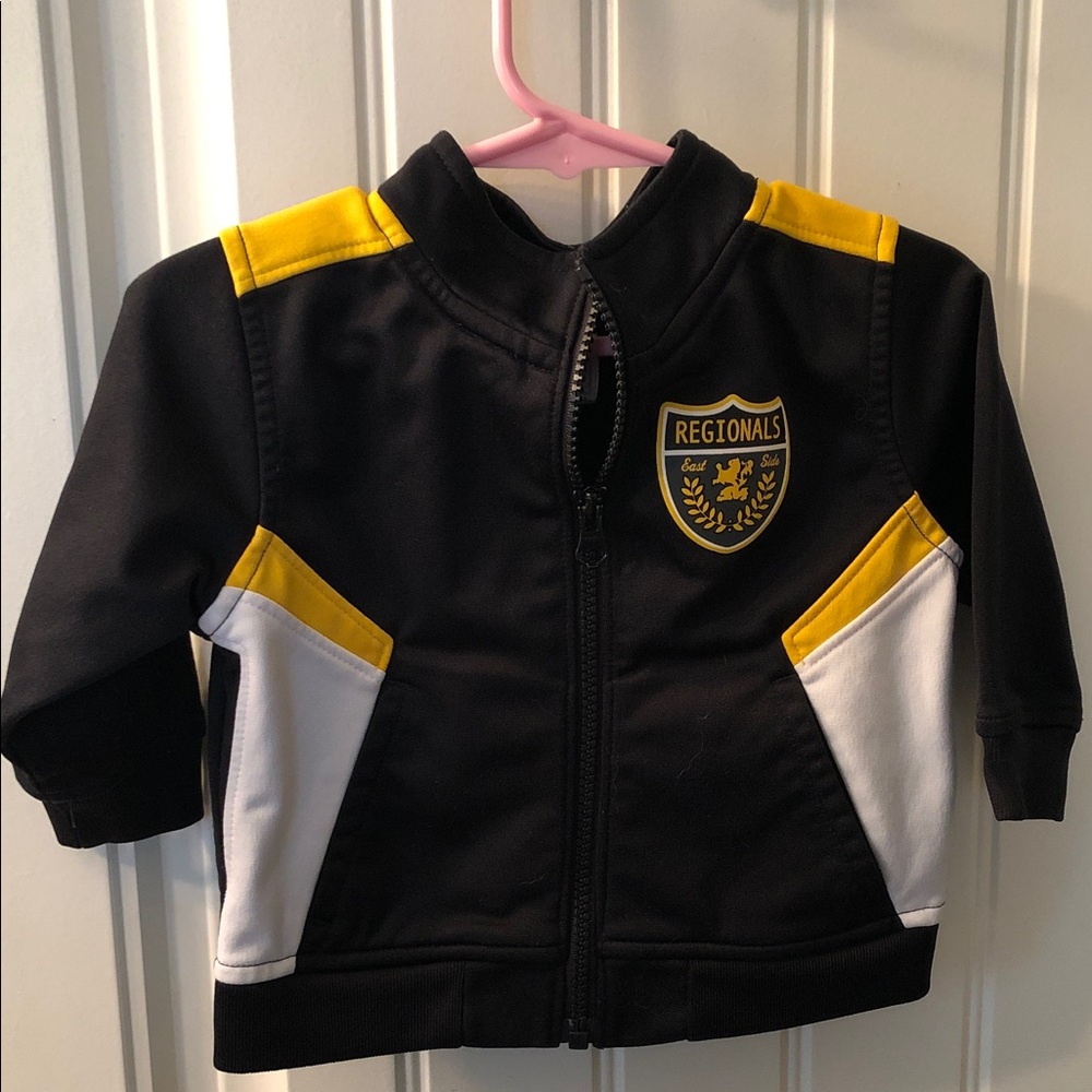 Old Navy Black, Yellow & White Kids Zip-Up Hoodie with Crest